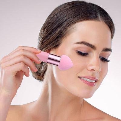 3 PCS Makeup Sponges Foundation Beauty Blender Blending Wet and Dry Make up Applicator Cosmetic Concealer Face Brush Egg Brushes Covers Eyes Sticks Powder Puff with Handle
