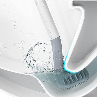 Long-Handled Toilet Brush, Golf Brush Head Toilet Brush No Dead Ends Toilet Cleaning Brush Self-Opening and Closing Water-Proof Base (Black)