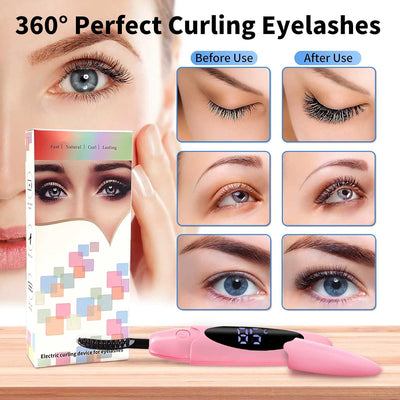 Heated Lash Curler,Heated Eyelash Curler,Intelligent Power off Lash Curler Heated,Rechargeable Lash Separator Tool with Eyelash Comb for Makeup Natural Curling - Pink (Pastel Pink, 132 X 29)