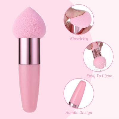 3 PCS Makeup Sponges Foundation Beauty Blender Blending Wet and Dry Make up Applicator Cosmetic Concealer Face Brush Egg Brushes Covers Eyes Sticks Powder Puff with Handle