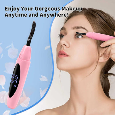 Heated Lash Curler,Heated Eyelash Curler,Intelligent Power off Lash Curler Heated,Rechargeable Lash Separator Tool with Eyelash Comb for Makeup Natural Curling - Pink (Pastel Pink, 132 X 29)