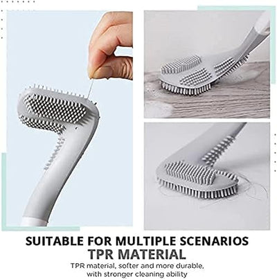 Long-Handled Toilet Brush, Golf Brush Head Toilet Brush No Dead Ends Toilet Cleaning Brush Self-Opening and Closing Water-Proof Base (Black)