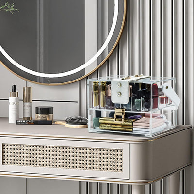 Clear Makeup Organizer, Large Cosmetic Display Cases Skincare Organizers with Drawer,Adjustable Dividers,Removable Slot, Lockable and Dustproof Acrylic Makeup Holder for Vanity Organizers and Storage