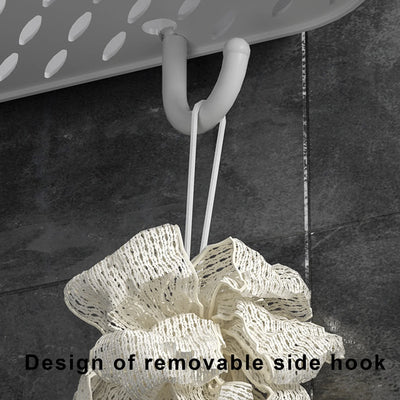 Corner Shower Caddy, Adhesive Shower Organizers, Rustproof Shower Shelves with 2 Hooks, Bathroom Organizers and Storage Racks, Space-Saving