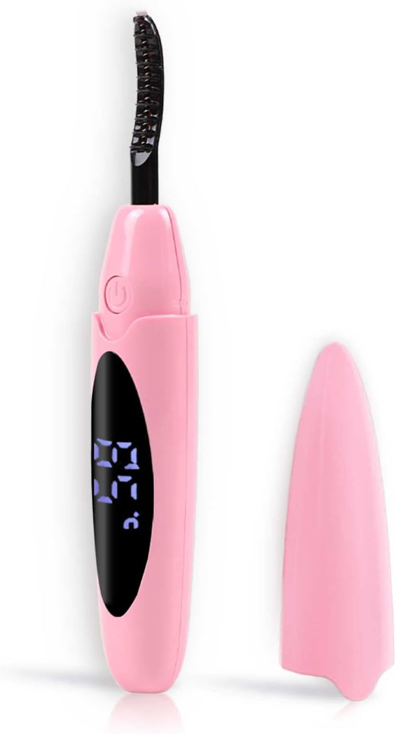 Heated Lash Curler,Heated Eyelash Curler,Intelligent Power off Lash Curler Heated,Rechargeable Lash Separator Tool with Eyelash Comb for Makeup Natural Curling - Pink (Pastel Pink, 132 X 29)