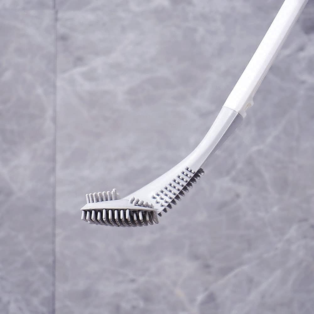 Long-Handled Toilet Brush, Golf Brush Head Toilet Brush No Dead Ends Toilet Cleaning Brush Self-Opening and Closing Water-Proof Base (Black)