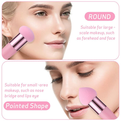 3 PCS Makeup Sponges Foundation Beauty Blender Blending Wet and Dry Make up Applicator Cosmetic Concealer Face Brush Egg Brushes Covers Eyes Sticks Powder Puff with Handle