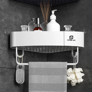 Corner Shower Caddy, Adhesive Shower Organizers, Rustproof Shower Shelves with 2 Hooks, Bathroom Organizers and Storage Racks, Space-Saving