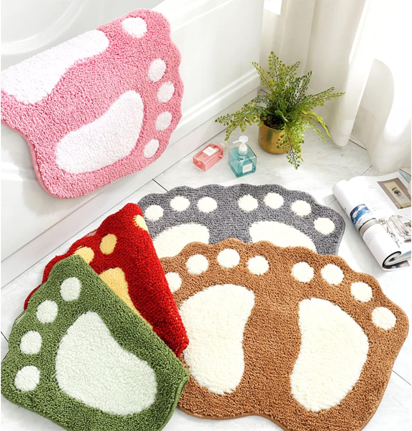 Bathroom Rugs Mats Water Absorbent Non-Slip Mat for Bathroom Shower Room Soft Microfiber Bath Mat Machine Washable Bathroom Mat ( Pink 16 Inch X 24 Inch )