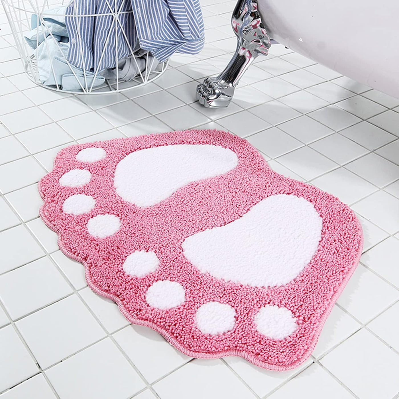 Bathroom Rugs Mats Water Absorbent Non-Slip Mat for Bathroom Shower Room Soft Microfiber Bath Mat Machine Washable Bathroom Mat ( Pink 16 Inch X 24 Inch )
