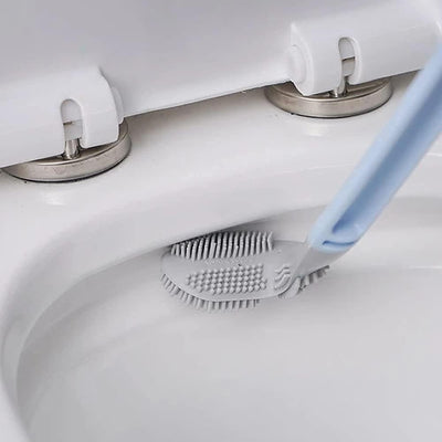 Long-Handled Toilet Brush, Golf Brush Head Toilet Brush No Dead Ends Toilet Cleaning Brush Self-Opening and Closing Water-Proof Base (Black)