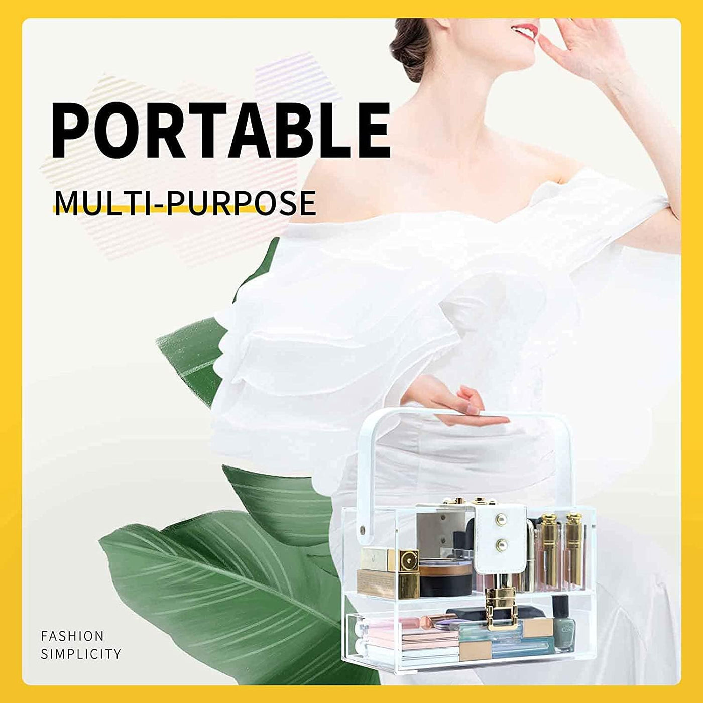 Clear Makeup Organizer, Large Cosmetic Display Cases Skincare Organizers with Drawer,Adjustable Dividers,Removable Slot, Lockable and Dustproof Acrylic Makeup Holder for Vanity Organizers and Storage