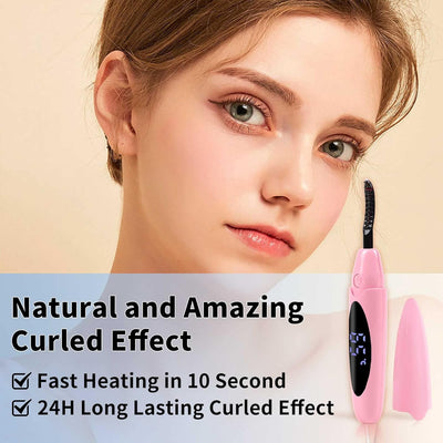 Heated Lash Curler,Heated Eyelash Curler,Intelligent Power off Lash Curler Heated,Rechargeable Lash Separator Tool with Eyelash Comb for Makeup Natural Curling - Pink (Pastel Pink, 132 X 29)